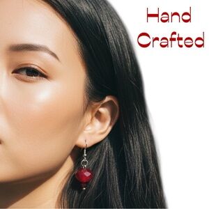 HandCrafted Red Crystal Beads Earrings NWT